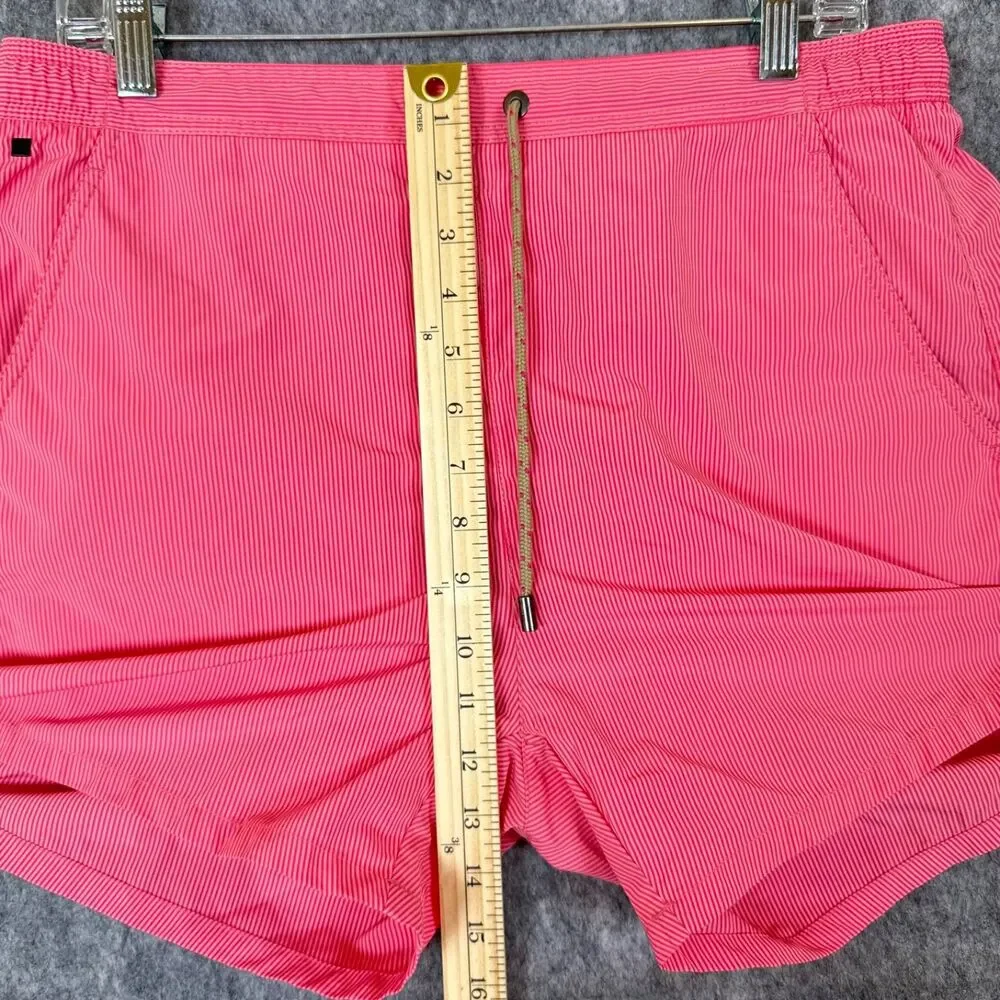 Hugo Boss Batfish Swim Trunk Mens L Coral Color with Pinstripes Pockets Lined